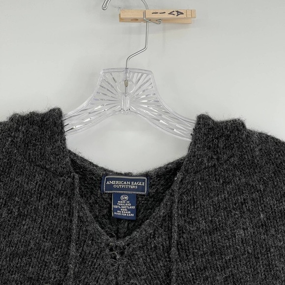American Eagle shetland wool poncho hooded - Picture 8 of 9